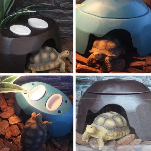 Miniatura 3 de OMEM Casa de reptiles con fregadero de cerámica, terrario, caja de cría de cuevas, refugio, decoración de hábitat, escondites para tortuga, lagarto