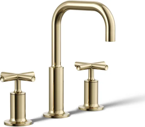 Miniatura 21 de KOHLER K-14406-3-2MB Purist - Grifo para lavabo de baño, 3 agujeros con asas cruzadas bajas, 1.2 GPM, latón moderno cepillado vibrante Latón