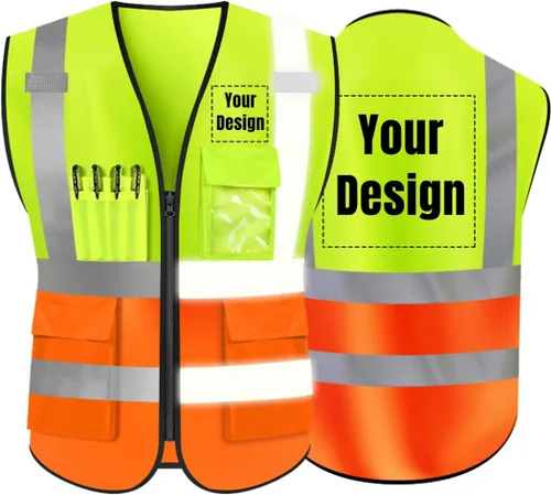 Miniatura 13 de Chaleco de seguridad de alta visibilidad Personaliza tu logotipo chaleco de seguridad protector, Amarillo
