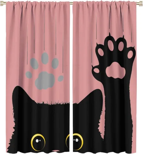 Miniatura 38 de Cortinas opacas de gato abstracto, arte simple, universo planeta, dibujos animados, lindo, divertido, colorido, gato, azul, niños, niñas, niños