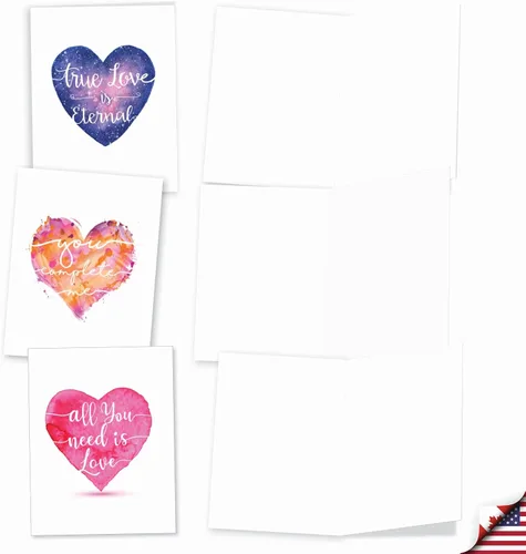 Miniatura 4 de The Best Card Company - 20 bonitas tarjetas en caja (4 x 5.12 pulgadas) - Juego surtido en blanco (10 diseños, 2 de cada uno) - Line Heart
