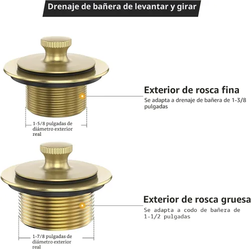 Miniatura 4 de Conjunto de conversión de kit de montaje de drenaje de bañera dorado cepillado, kit de reemplazo de drenaje de bañera con elevación y giro, todo