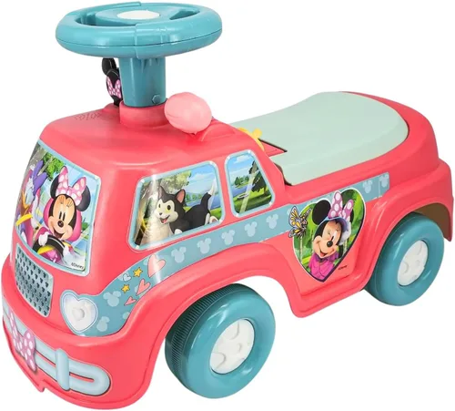 Kiddieland Disney Minnie Mouse Camper - Auto de empuje para niños pequeños con almacenamiento, más de 12 meses, límite de 55 libras