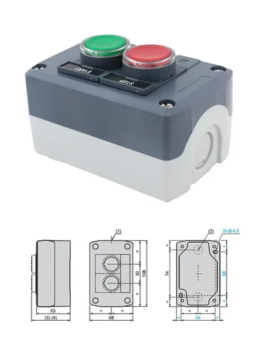 Miniatura 3 de Caja de control de interruptor de botón impermeable, estación de dos LED, interruptor momentáneo iluminado SAL LA68H-D XALD243B