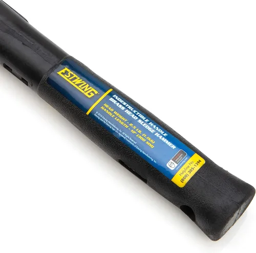 Miniatura 4 de Estwing Martillo de trineo de latón de 2.5 libras para uso en metalurgia/automoción/minería, cabeza bloqueada de acero, mango indestructible de 12