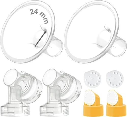 Maymom MyFit - Juego de bridas de dos piezas, protector de pecho (0.945 in mediano), conector de membrana de válvula compatible con extractores de