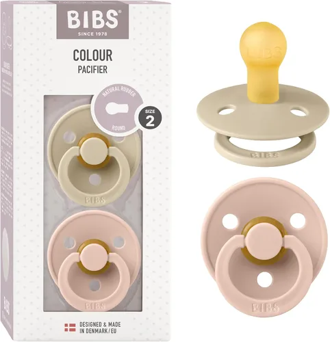 Miniatura 25 de BIBS - Paquete de 2 chupetes Bibs Colour, calmante, libre de bisfenol A, punta redonda, látex de goma natural Noche de vainilla