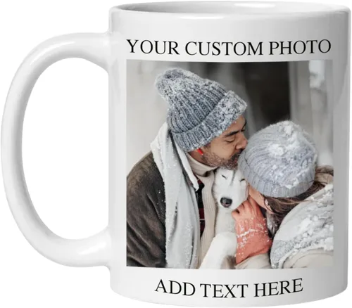 Miniatura 15 de Taza de café personalizada de cerámica de 11 onzas – Añade foto, texto o logotipo Taza de imagen personalizada, impresión a doble cara, apta