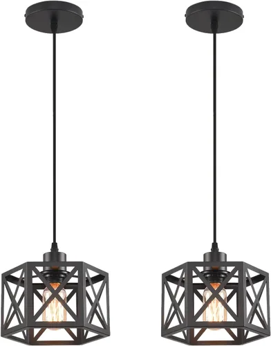 Miniatura 16 de Lámpara colgante de granja, luces colgantes negras para isla de cocina, lámpara colgante industrial con pantalla de luz, iluminación colgante