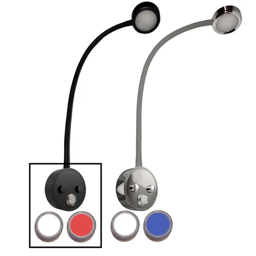 Miniatura 7 de Wave One Marine Luz de lectura LED de cuello de ganso de doble color Flexible atenuable para velero, cabina, pared, mapa, barco, yate, RV, Negro