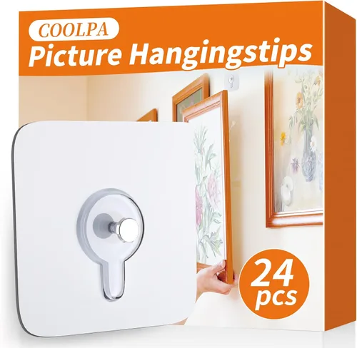 Miniatura 2 de 24 piezas de colgadores de cuadros sin clavos, perchas de pared sin clavos, ganchos de pared adhesivos, para usar en la cocina, baño, hogar