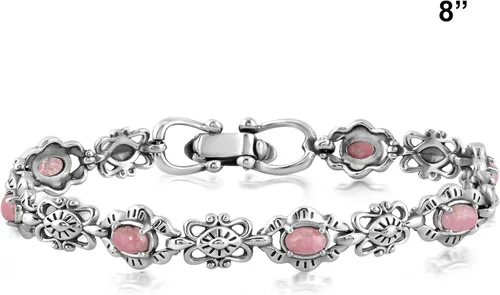 Miniatura 37 de American West Jewelry Pulsera de plata de ley con piedras preciosas de eslabones de concha, tallas pequeñas a grandes