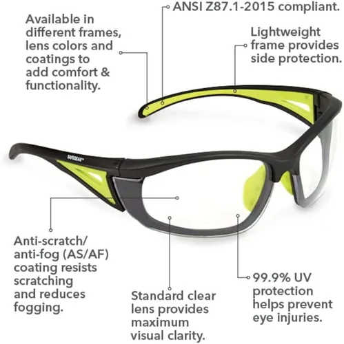 Miniatura 3 de J. J. Keller & Associates, Inc. SAFEGEAR - Paquete de 3 lentes de seguridad, compatibles con ANSI Z87.1, protección UV, ligeros