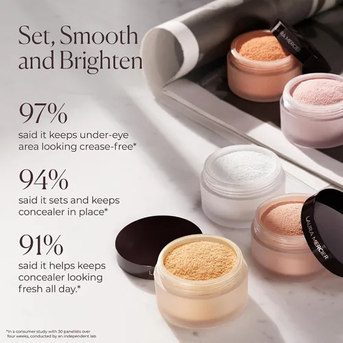 Miniatura 4 de Laura Mercier Secret Brightening - Polvo de ajuste suelto debajo de los ojos, pigmentos melocotón + rosa para iluminar la parte inferior
