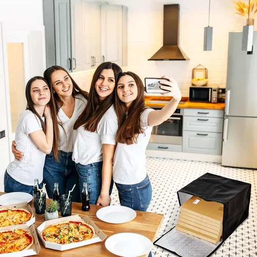 Miniatura 6 de Maxcheck 4 bolsas aisladas de entrega de pizza de 20 x 20 x 14 pulgadas, bolsas calentadoras de pizza reutilizables, aisladas, cajas enfriadoras