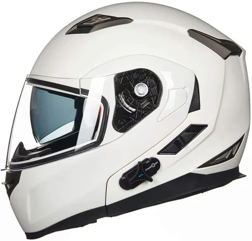 Miniatura 20 de ILM - Casco de motocicleta modular con visera solar abatible, Bluetooth integrado, intercomunicador, Mp3 Modelo 953/953 PRO Rojo