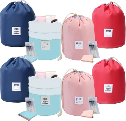 Miniatura 13 de INVODA Bolsa de cosméticos con cordón, bolsa de maquillaje de viaje para mujer, bolsa de aseo portátil con cordón, bolsa organizadora de maquillaje