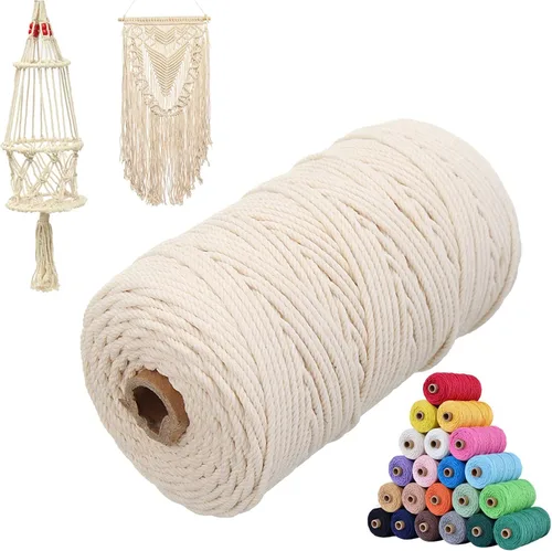 Miniatura 54 de Cuerda de algodón para macramé, de 0.11 pulgadas x 109 yardas, cuerda de macramé natural marrón, suministros perfectos de algodón para hacer