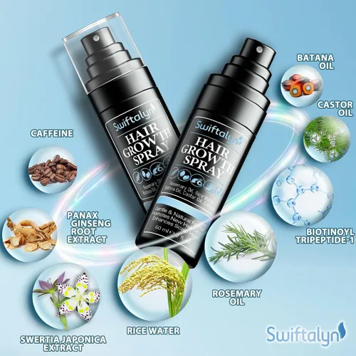 Miniatura 4 de Suero natural para el crecimiento del cabello para hombres: aceite para el cabello y el cuero cabelludo con romero, aceite de batana, agua de arroz