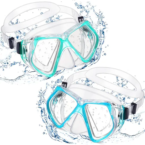 Miniatura 12 de Weewooday 2 gafas de natación para adultos con cubierta para la nariz, antiempañamiento, máscara de buceo, visión amplia, sin borrosidad, vidrio