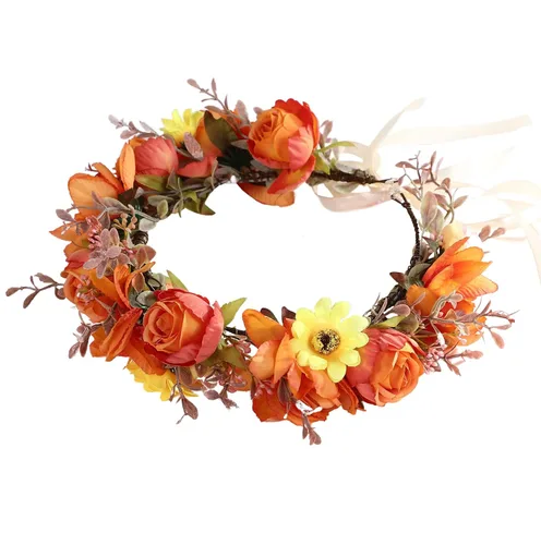 Miniatura 7 de Corona floral para mujer, diadema floral para el cabello, corona de flores, halo bohemio, fiesta, baile de graduación, fotos