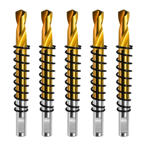 ASNOMY 5 brocas piloto de acero M2 chapado en titanio para sierra de agujero, broca central para metal, acero, hierro, madera, plástico