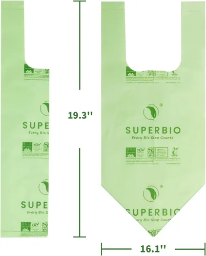 Miniatura 7 de SUPERBIO Bolsas Compostables para Restos de Comida con Asa de Corbata de 1.6 Galones Para Contenedor de Compost de Encimera, Bolsas Pequeñas de 50
