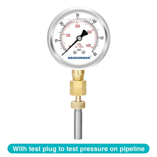 Miniatura 2 de MEASUREMAN Medidor de presión de 0-60 psi/kpa lleno de líquido con adaptador de medidor de latón 1/4NPT hembra, sonda de 2-1/2 pulg. x 1-2/5" x 1/8