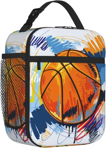 Miniatura 2 de Lonchera de baloncesto con aislamiento térmico para niños, niñas, niños, lonchera Bento reutilizable para niños, mujeres y hombres, bolsa