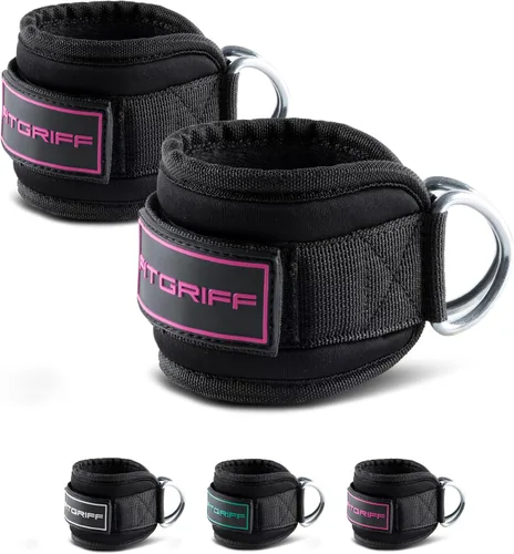 Fitgriff® Correas de Tobillo V3 para Máquina de Cable (2 Piezas) - Equipo de Entrenamiento para Gimnasio - Accesorio de Polea para Piernas, Correas