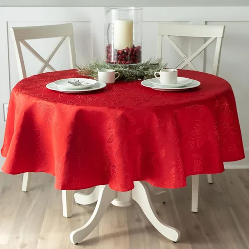 Miniatura 14 de Benson Mills - Mantel de tela de damasco Poinsettia Legacy, para fiestas, invierno y Navidad