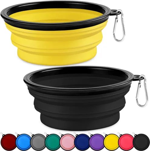 Miniatura 13 de Cuencos plegables para perros, paquete de 2 unidades de tamaño grande para perros grandes/medianos, cuencos de agua de viaje para mascotas, cuenco