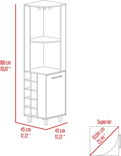 Miniatura 3 de Tuhome Kaia - Armario esquinero de bar, bar compacto con estante para vino de diez botellas, gabinete de una sola puerta, dos estantes abiertos