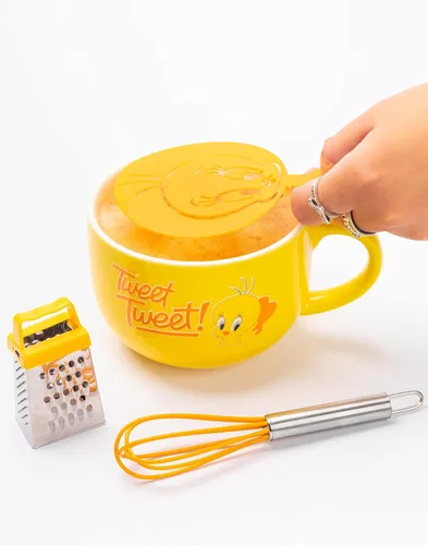 Miniatura 7 de LOONEY TUNES Juego de regalo de la cocina del hogar de la taza del capuchino de Tweety amarillo de la plantilla de la taza