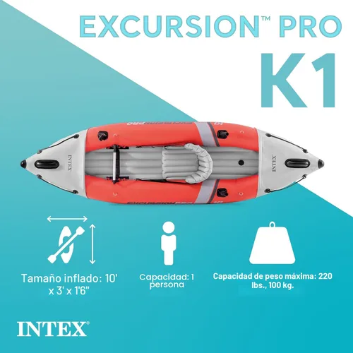 Miniatura 2 de INTEX 68303EP Excursion Pro K1 Juego de kayak inflable: incluye remos de kayak de lujo de 86 pulgadas y bomba de alto rendimiento - PVC SuperTough