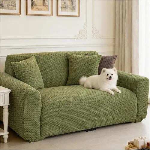 Miniatura 13 de Fundas elásticas para sofá de 2 cojines, aptas para mascotas, lavables, protectores de muebles con parte inferior elástica para gatos y perros