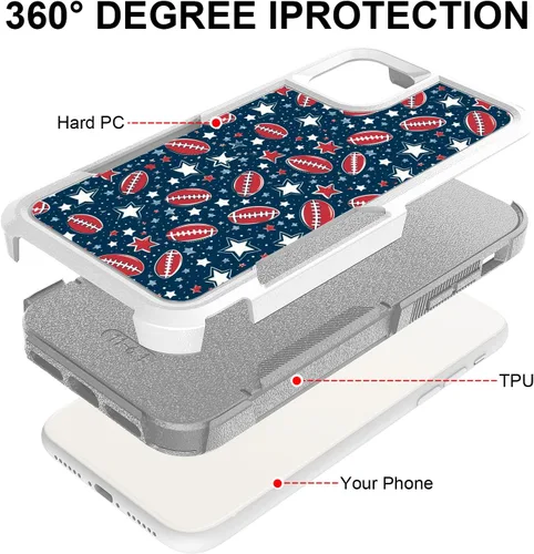 Miniatura 2 de Funda para iPhone 11, diseño deportivo de fútbol, absorción de golpes, policarbonato duro y silicona híbrida de doble capa de armadura Defender