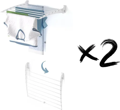 Miniatura 23 de foxydry Tendedero plegable para colgar en la pared, vertical plegable para interiores y exteriores, en acero aluminio (31.5 in)