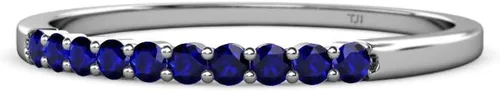 Miniatura 2 de Ronda azul zafiro 14 ctw 10 piedras mujeres anillo de boda apilable 14K oro