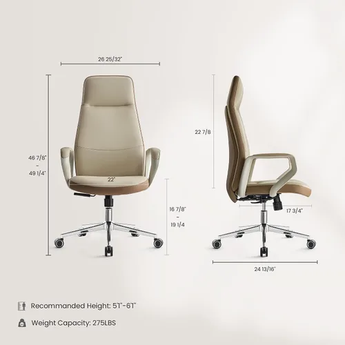 Miniatura 2 de EUREKA ERGONOMIC Clara - Silla de oficina ejecutiva, silla de trabajo de piel sintética, silla de escritorio giratoria de respaldo alto con soporte