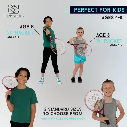 Miniatura 2 de Raqueta de tenis para niños de 19 pulgadas, ligera raqueta de tenis junior de 19 pulgadas para edades de 4 a 6 años, aluminio duradero con agarre
