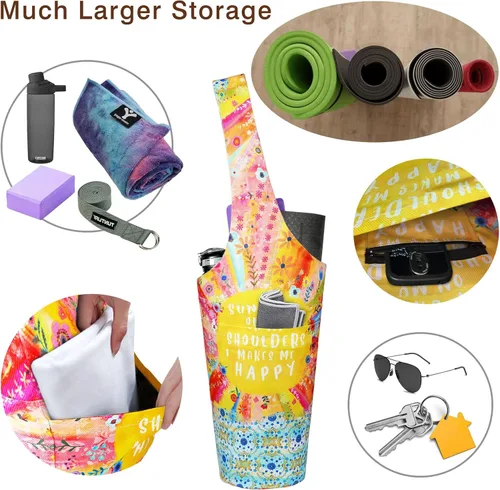 Miniatura 6 de Bolsa de esterilla de yoga impresa a la moda con bolsillo lateral grande y bolsillo con cremallera, bolsa larga de yoga que se adapta a la mayoría