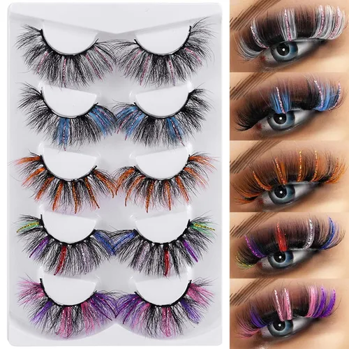 Miniatura 11 de Pestañas Postizas Blancas de Halloween Herramientas de Extensión de Pestañas Blancas para Ojos Anime Cosplay Maquillaje de Aspecto Natural Pestañas