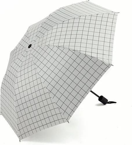 Miniatura 3 de URAWESO Plaid Parasol Sun Protection UV Blocking Compact Folding Travel Umbrella for Walking