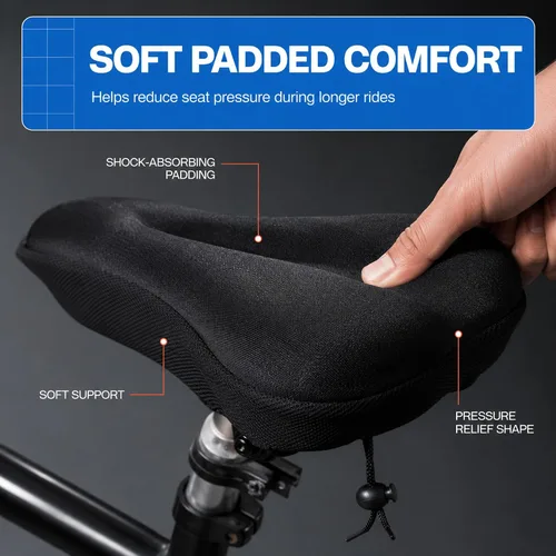 Miniatura 3 de Revas - Cojín acolchado para asiento de bicicleta que absorbe los golpes, para viajes largos y cómodos Acolchado universal para asiento