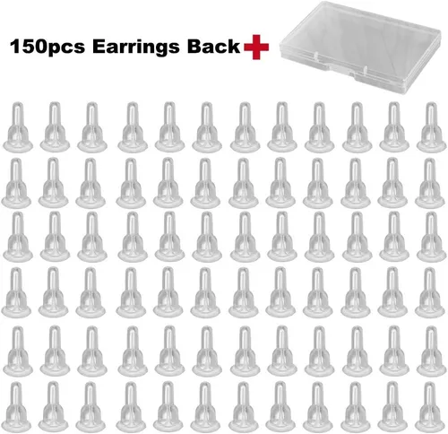 Miniatura 4 de Parte trasera de silicona transparente para aretes, 150 unidades, 75 pares hipoalergénicos, seguros para aretes tipo dormilona, de cobertura