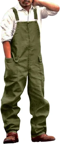 loveimgs Overol con peto grande y alto para hombre, pantalones cargo sueltos de trabajo de una pieza con bolsillos