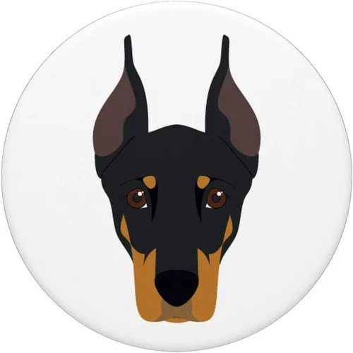 Miniatura 5 de Llave de vaso con forma de perro Doberman con orejas en blanco – PopSockets agarre y soporte para teléfonos y tabletas