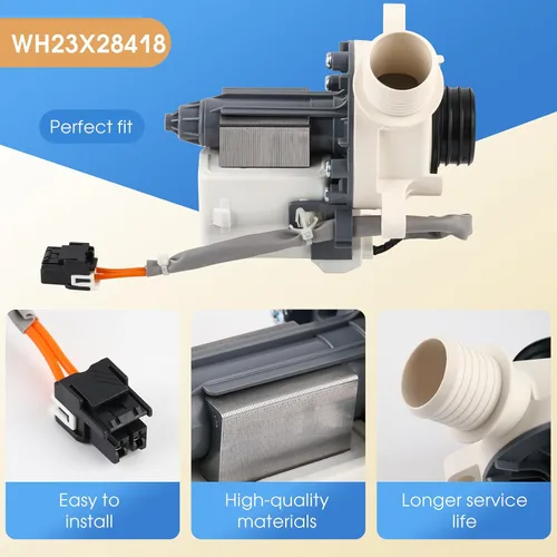 Miniatura 3 de OEM 290D1201G003 WH23X28418 Conjunto de bomba de drenaje de lavadora compatible con GE Hotpoint, reemplaza WH23X24178 WH23X27574 4958182 AP6889136