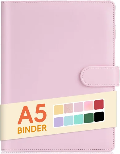 Miniatura 10 de Sooez Carpeta A6 de 6 Anillas, Cubierta de Planificador de Cuaderno Rellenable, Organizador Pequeño de Cuero Carpeta Vacía para Presupuesto, Diario